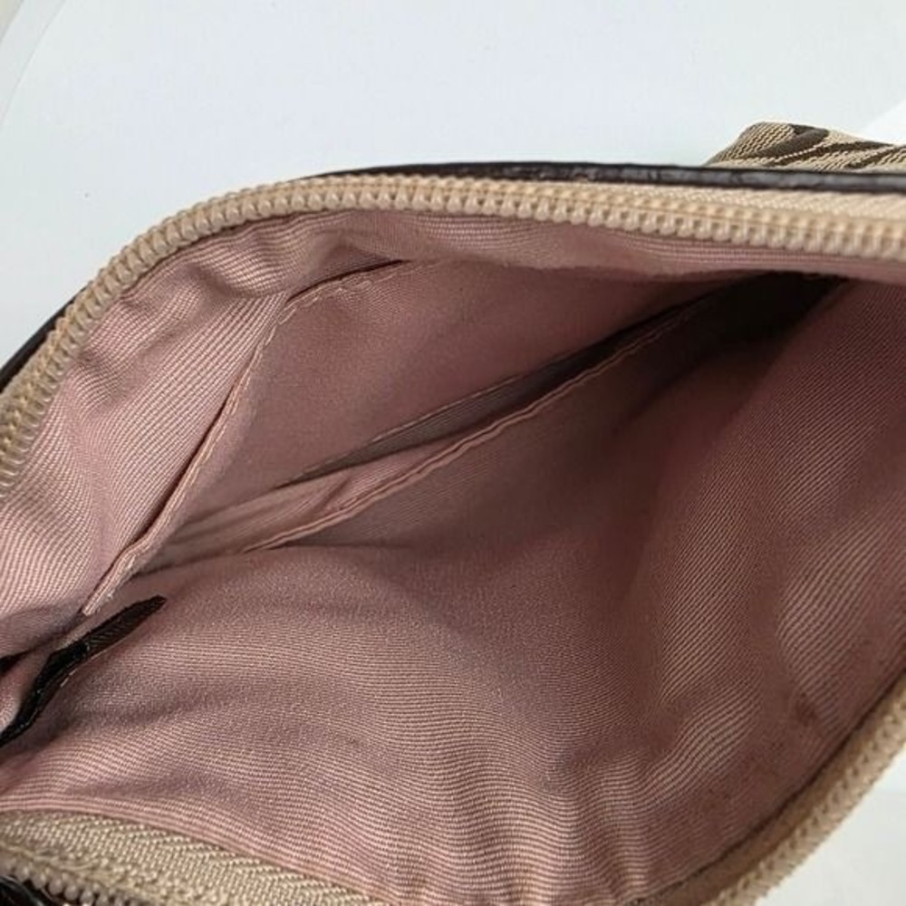 Coach Brown Gold Clutch Wristlet Coin Pouch Purse Small Canvas Jacquard Leather - Picture 8 of 9